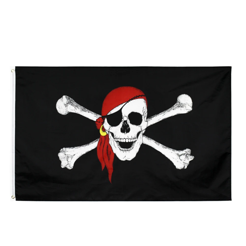 90 x 60cm Halloween Supplies Jolly Roger Skull Crossbones Pirate Flag Garden Banner Flag Party Decoration  NN023