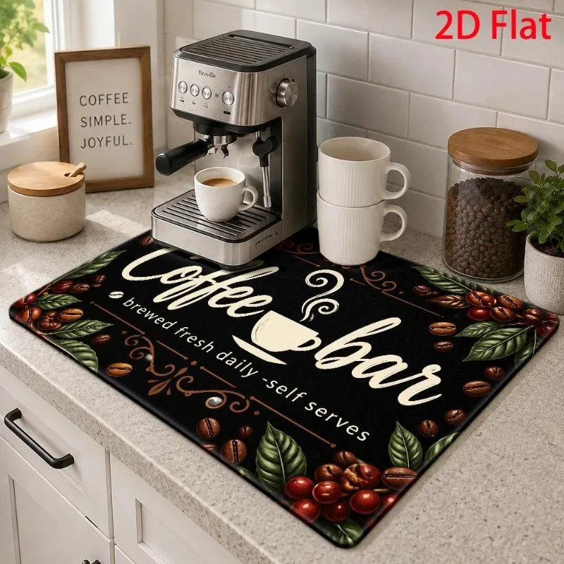 Coffee Maker Mat Starry Night Santa Claus Holiday Gift Splatter Proof Navy Blue Xmas Coaster