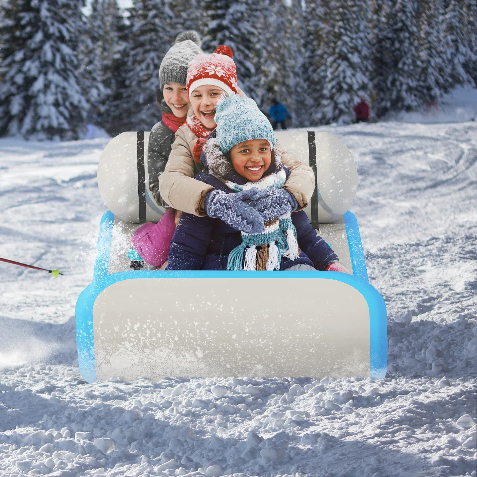 Commercial Customized Inflatable Toboggan Snow Sled With Grooved Rubber Base Inflatable Air Snow Sled For Sale