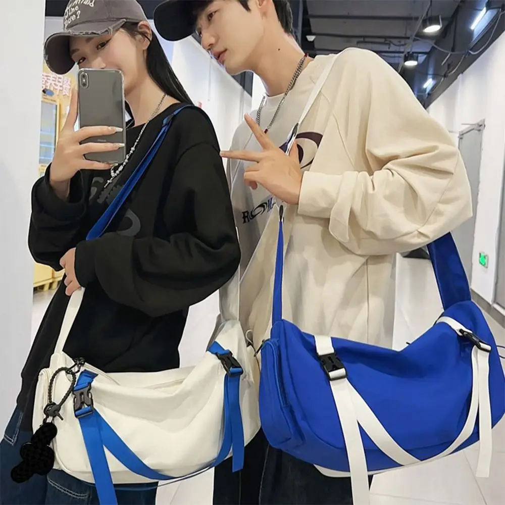 Large capacity Shoulder Bag Casual Pure Color Nylon Crossbody Bag Waterproof School Bag Student