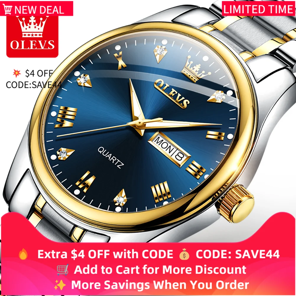 

OLEVS Quartz Watch For Men Top Luxury Brand Business Men's Watches Waterproof Sports Watch Luminous Stainless Steel Wristwatches