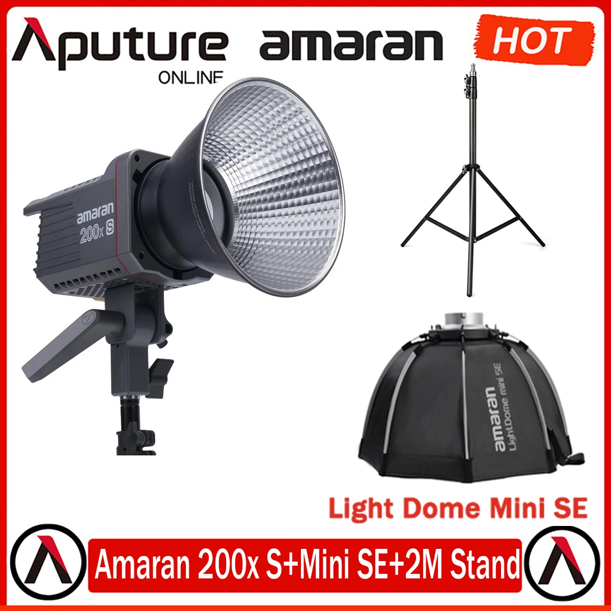 

Aputure Amaran 200X S+Light Dome Mini SE+2M Stand,200W 2700-6500K Bowens Mount Video Light with Sidus Link Bluetooth APP Control