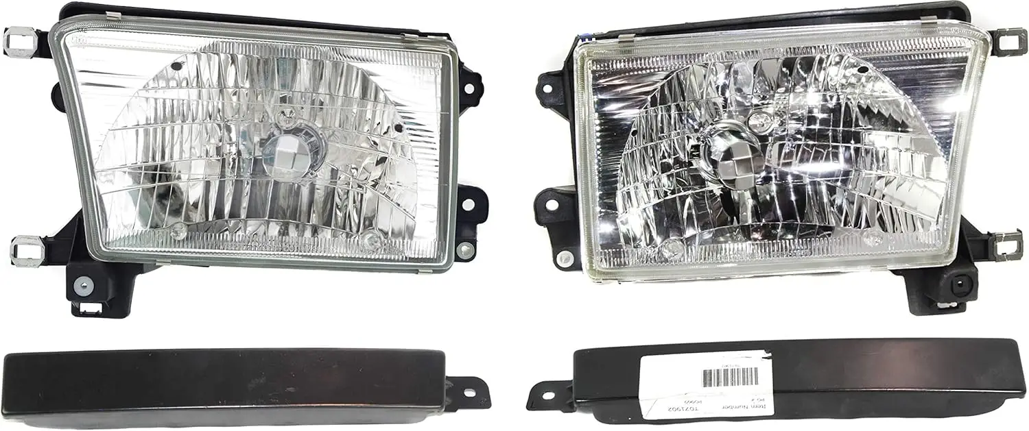 Headlight Kit with Grille Assembly for 1999-2002 4Runner Base Limited SR5, Halogen, Driver & Passenger Side, Bulbs Included