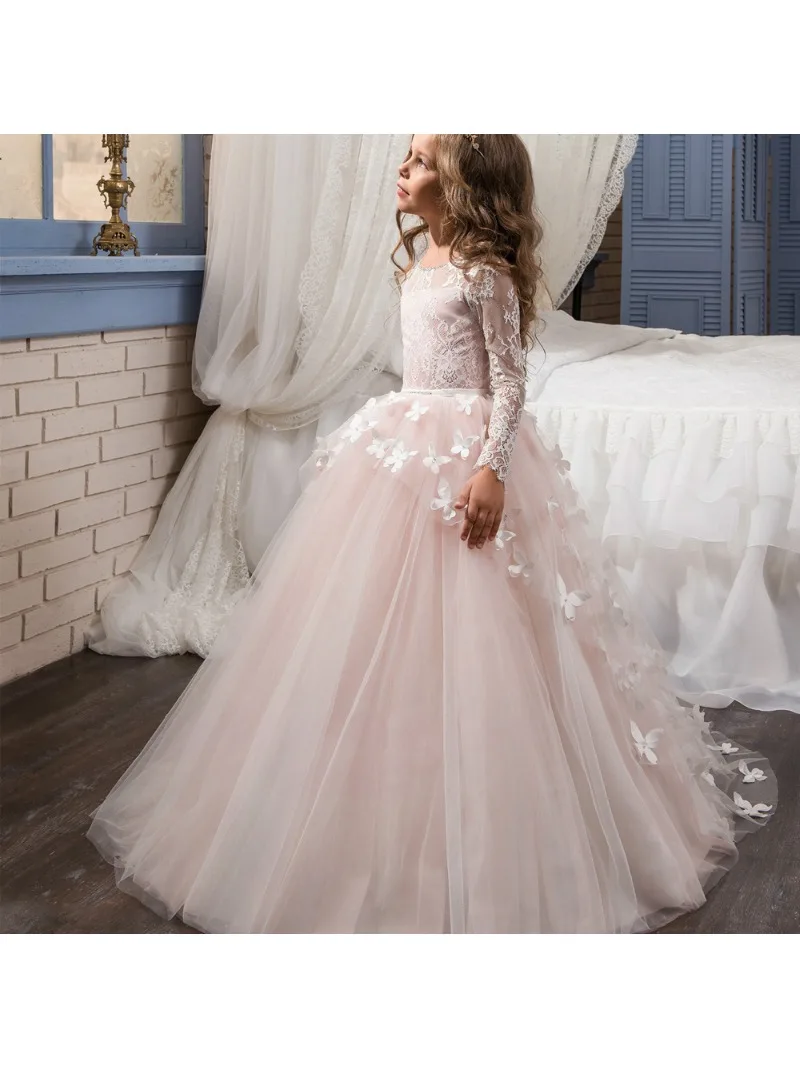 

Girl's Fluffy Dress New Princess Flower Girl Evening Dress Piano Performance Wedding Long Floor Mop Flower Girl Dresses