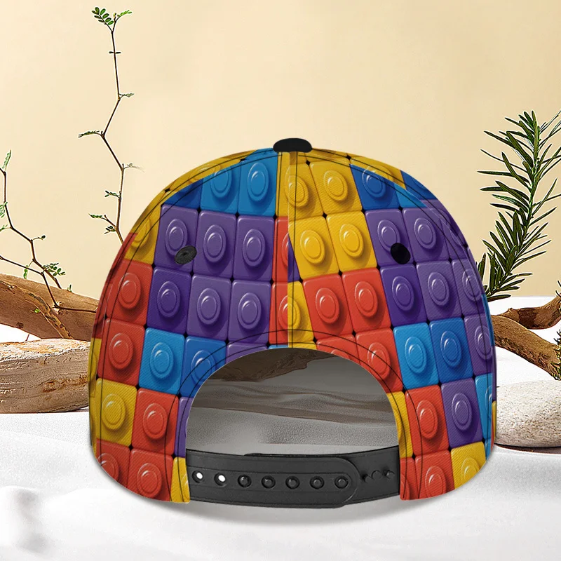 Colorful Building Block Print Baseball Cap Unisex Summer Sun Hat UV Protection Casual Outdoor Kids Toy Lover Fashion Dad Hat