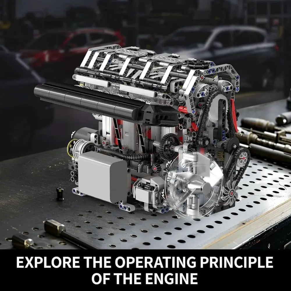 ชุดประกอบเครื่องยนต์ Mould King L4, ชุดประกอบโมเดลเครื่องยนต์สี่สูบแบบอินไลน์ 1787 ชิ้น พร้อมมอเตอร์, ของสะสมสำหรับผู้ใหญ่