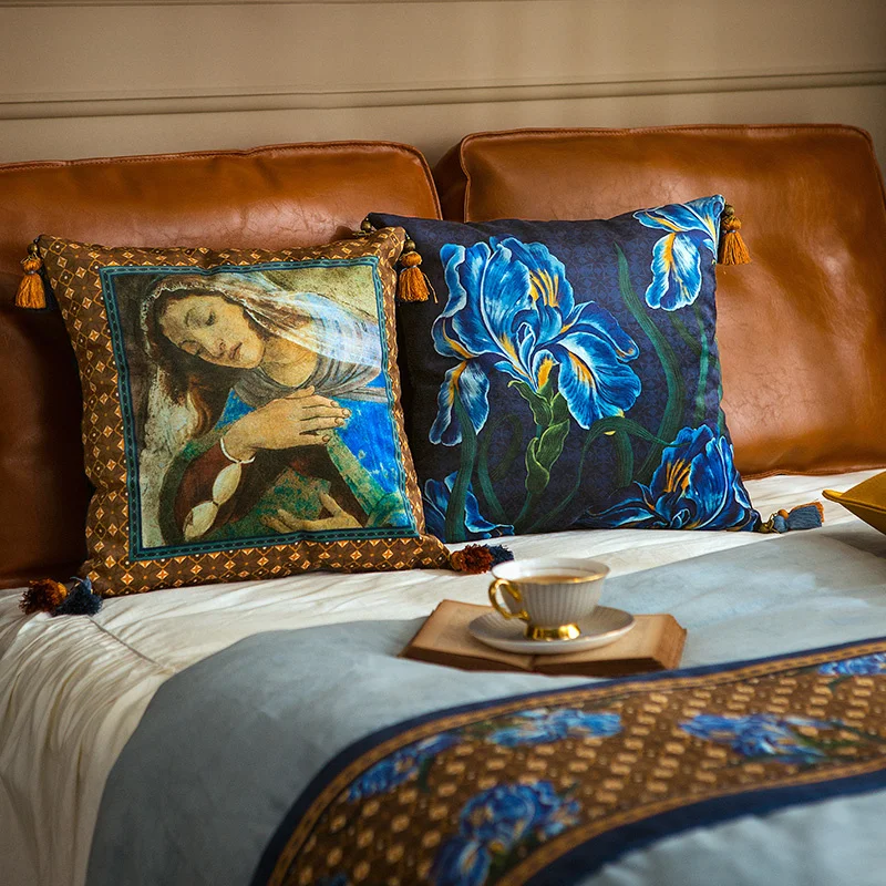 Luxurious Short Plush Pillow Cover French Retro Style Home Decor Items Dakimakura Sofa Decorative Cushions Handmade Tassel 45X45