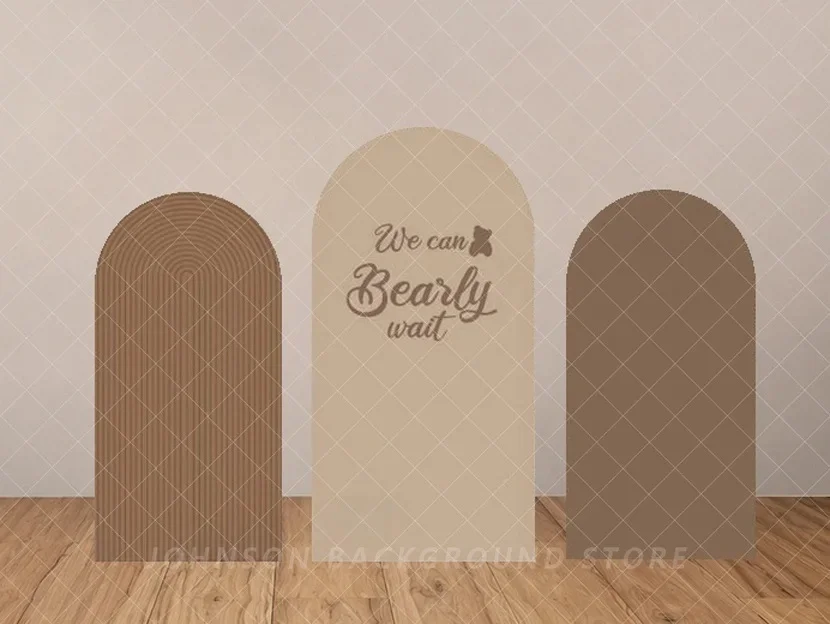 Custom Boho Bear Arch Backdrop Cover Neutral Beige First Birthday Party Decoration Baby Shower Event Background