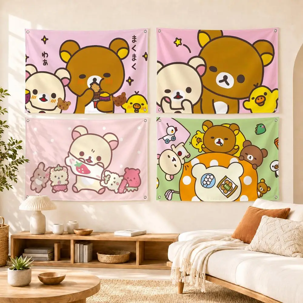 Cute Role R-Rilakkuma Flags Flag Soft Skin-friendly Durable Tapestry Outdoor Party Home Living Room Bedroom Decoration
