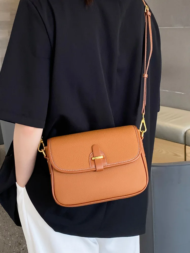 Baotou-Sac à Bandoulière en Cuir de Grande Capacité pour Femme, Sacoche Simple à Bandoulière, Nouvelle Collection 2024