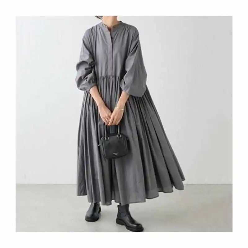 

Новый Val женский бежевый хлопок повседневный irt Dr Simple Faion Urban Sle Long Sve круглый Ne внутренняя одежда большого размера мужской...