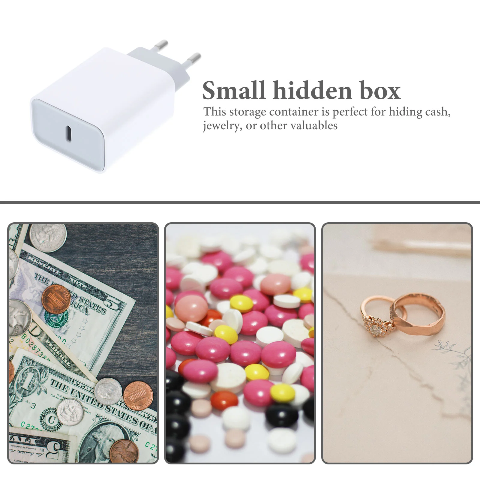 Small Tools Hidden Storage Box Travel Socket Holder Secret Compartment Items Plastic Cash