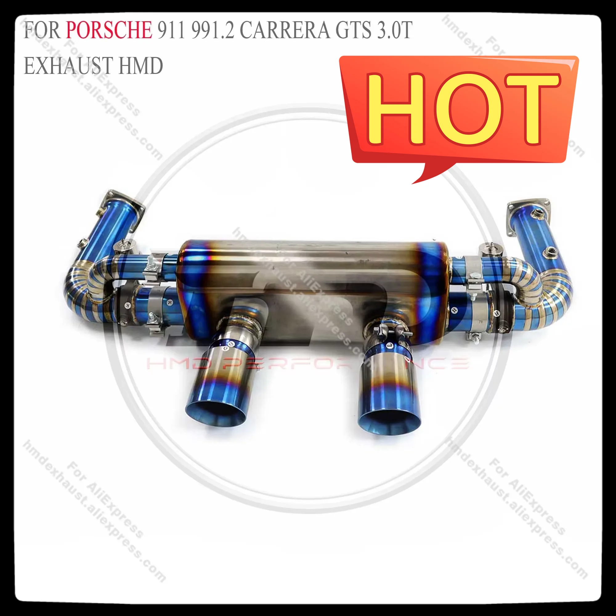 

HMD Exhaust System Titanium Alloy Performance Catback for Porsche 911 991.2 Carrera GTS 3.0T Muffler With Valve and tips