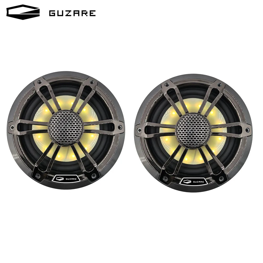 GUZARE Marine RGB Speakers,150Watts*2way,Powerful Sound,IP66 Waterproof,Black/2Pcs,for Boat / Home Music Party