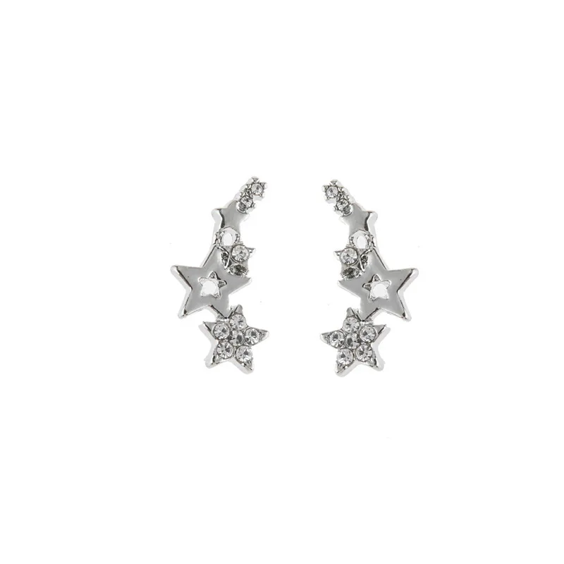 Unique The Big Dipper Star Crystal Stud Earring for Women Korean Silver Color Geometry Jewelry Christmas Girl Gift