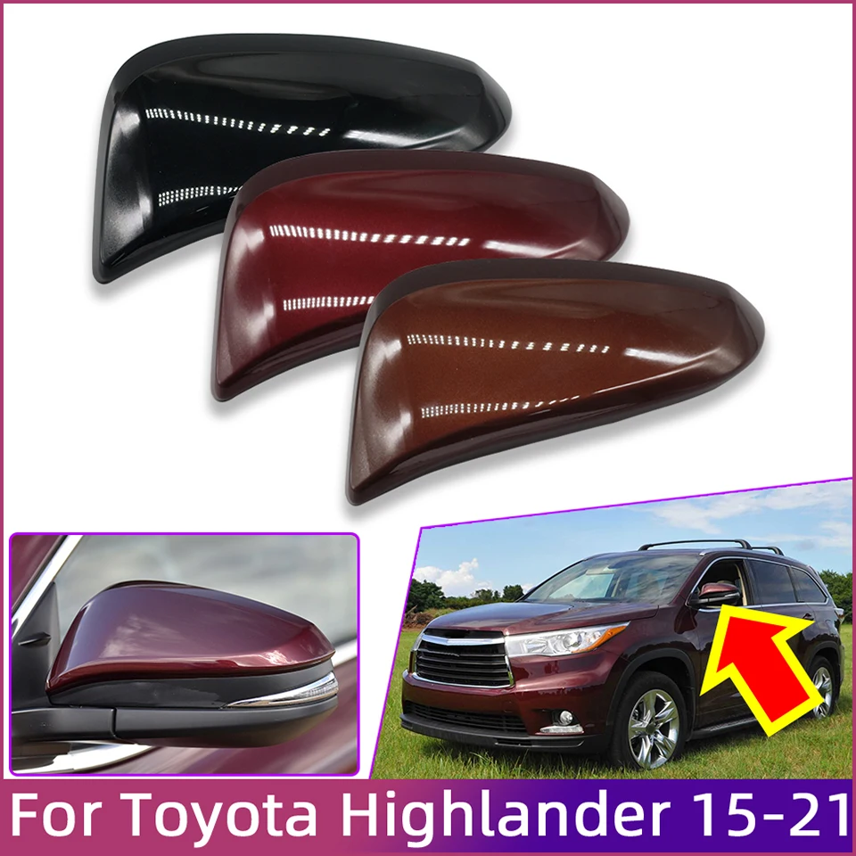 Rearview Mirror Cover For Toyota Highlander 2015 2016 2017 2018 2019 2020 2021 Door Outside Shell Cap Housing Hood Lid Wing