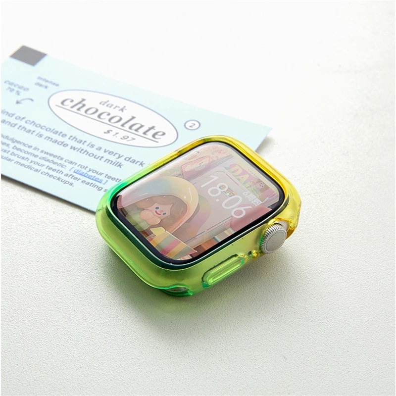 Cute Gradient Jelly Cases For Apple Watch Case 49mm 45 41 44 40 42 38mm Screen Protective Cover For iwatch Ultra 9 8 7 4 5 6 SE