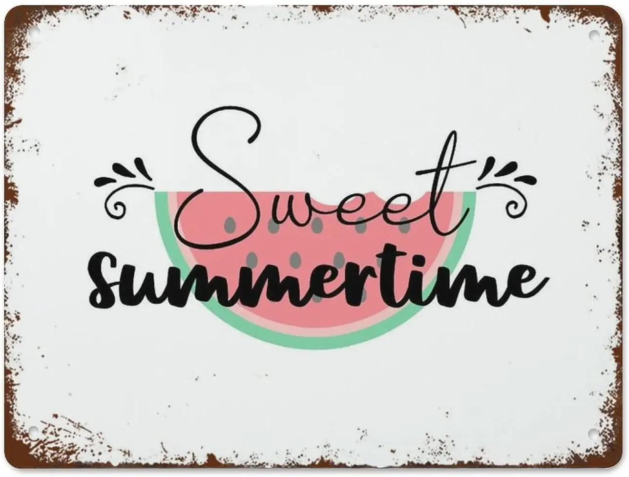 Sweet Summertime Art Print Home Decor Watermelon Vintage Tin Sign Metal Sign Retro Wall Decor For Home Cafes Office