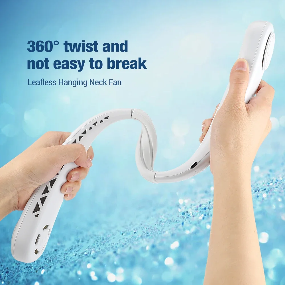 4000mAh  Mini Neck Mounted Fan Portable Bladeless Neck Rechargeable Air Cooler 3 Speed Mini Summer Sports Fan Outdoor Clip fan
