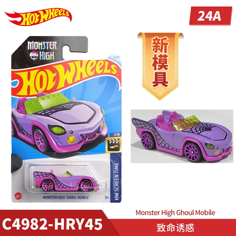 Hot Wheels Car 2024 Pink Donut Drifter Sweet Driver 87 Dodges D100 Monster High Ghoul Mobile Model Boys Toys Christmas Gift