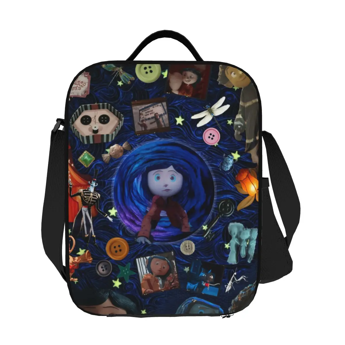 Custom Horror Film Coraline Insulated Lunch Bag for School Office Halloween Portable Cooler Thermal Bento Box Women Children