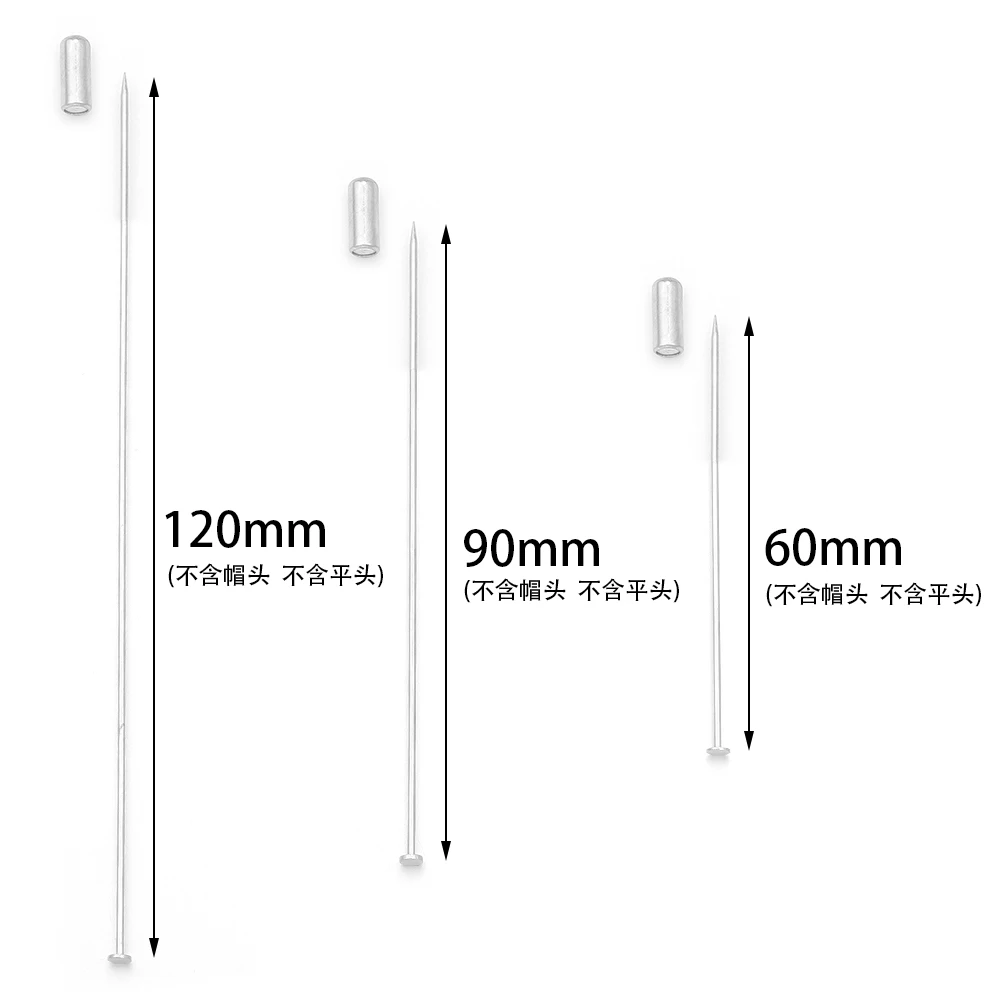 10pcs 60/90/120mm Copper Brooch Pins Flat Head Safety Pins With Stopper For DIY Jewelry Making Lapel Badge Hat Brooches Supplies
