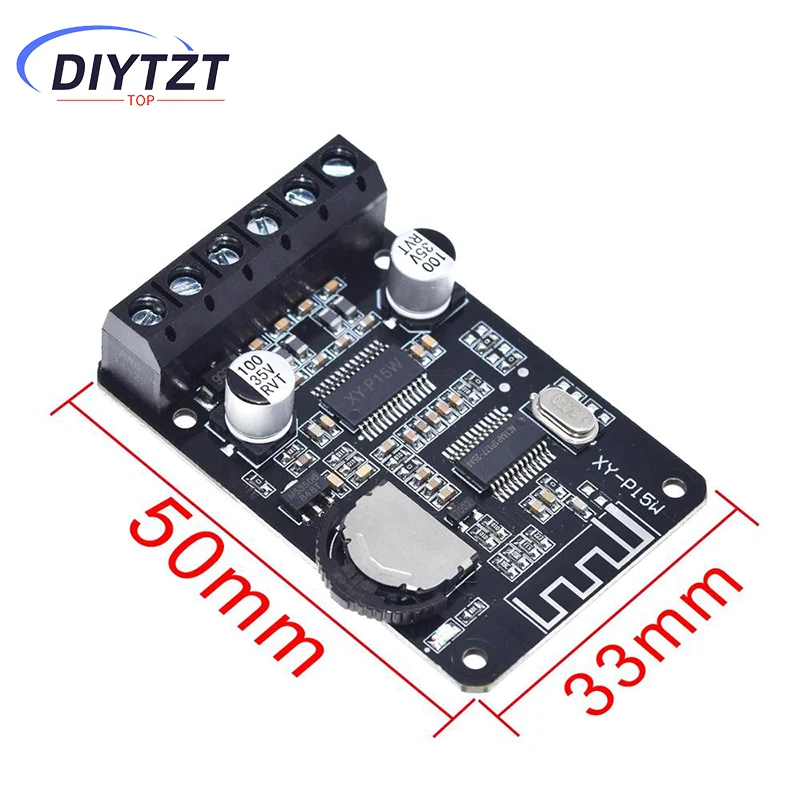 DIYTZT 10W/15W/20W Stereo Bluetooth 5.0 Power Amplifier Board 12V/24V High Power Digital Amplifier Module XY-P15W