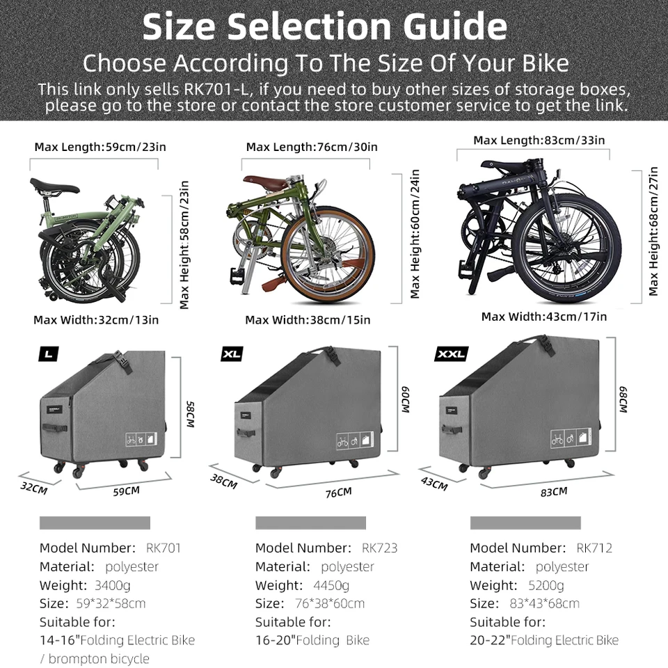 Rhinowalk Folding Bike Storage Box With Quick Release Wheel For