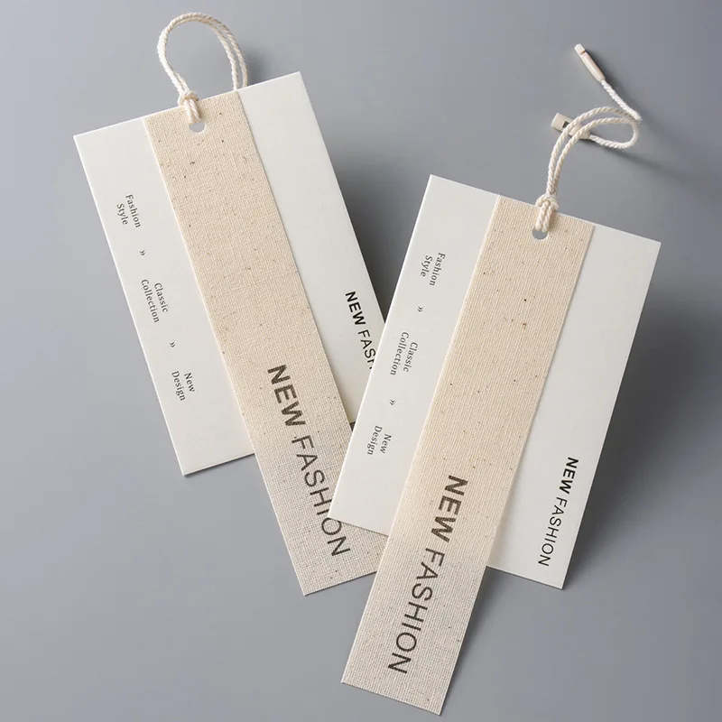 Conjunto de Etiquetas Personalizadas de Algodão e Linho com Logotipo Impresso em Serigrafia para Roupas e Marcas de Vestuário - Atacado