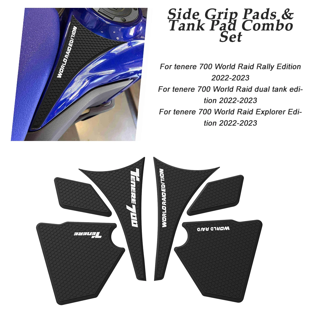 

For Yamaha tenere 700 World Raid Rally Edition Side Grip Pads & Tank Pad Combo Set dual tank edition Explorer Edition 2022 2023