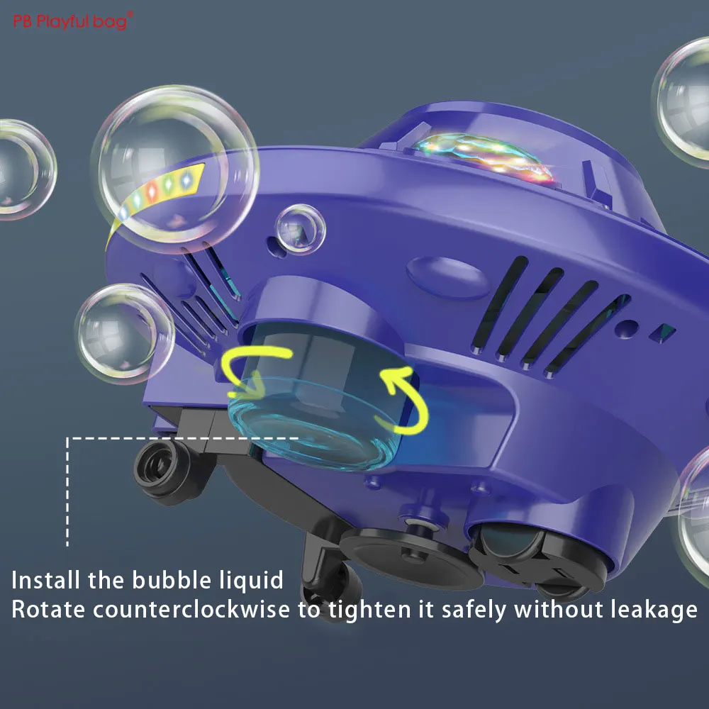 UFO Bubble Machine Flying Saucer Kid Toy Rotation Obstacle Avoidance Disc Fully Automatic Universal Wheel Children Gift AC204