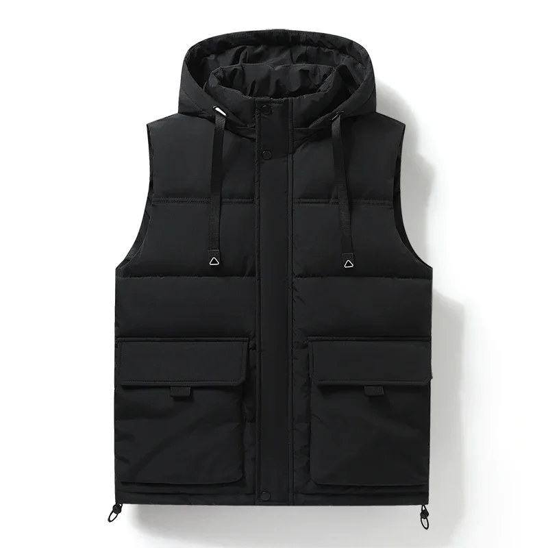 

Мужской модный тренд со съемным капюшоном без рукавов, теплый и морозостойкий жилет, спортивный ветрозащитный и теплый жилет для езды на велосипеде на открытом воздухе