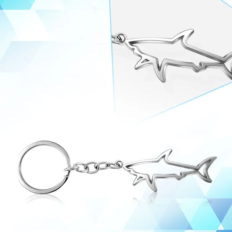 Hollow Fish Shark Symbol Badge Keychain Portable Car Metal Universal Keyring For Bicycle Motorcycle Car Special Gift Accessories