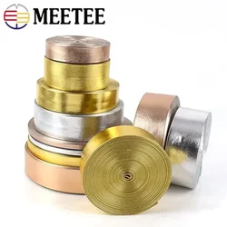 Meetee 5M 5-30mm Width Synthetic PU Leather Ribbon Gold Silver Bag Cords DIY Clothing Jewelry Decor Bows Band Necklace Material