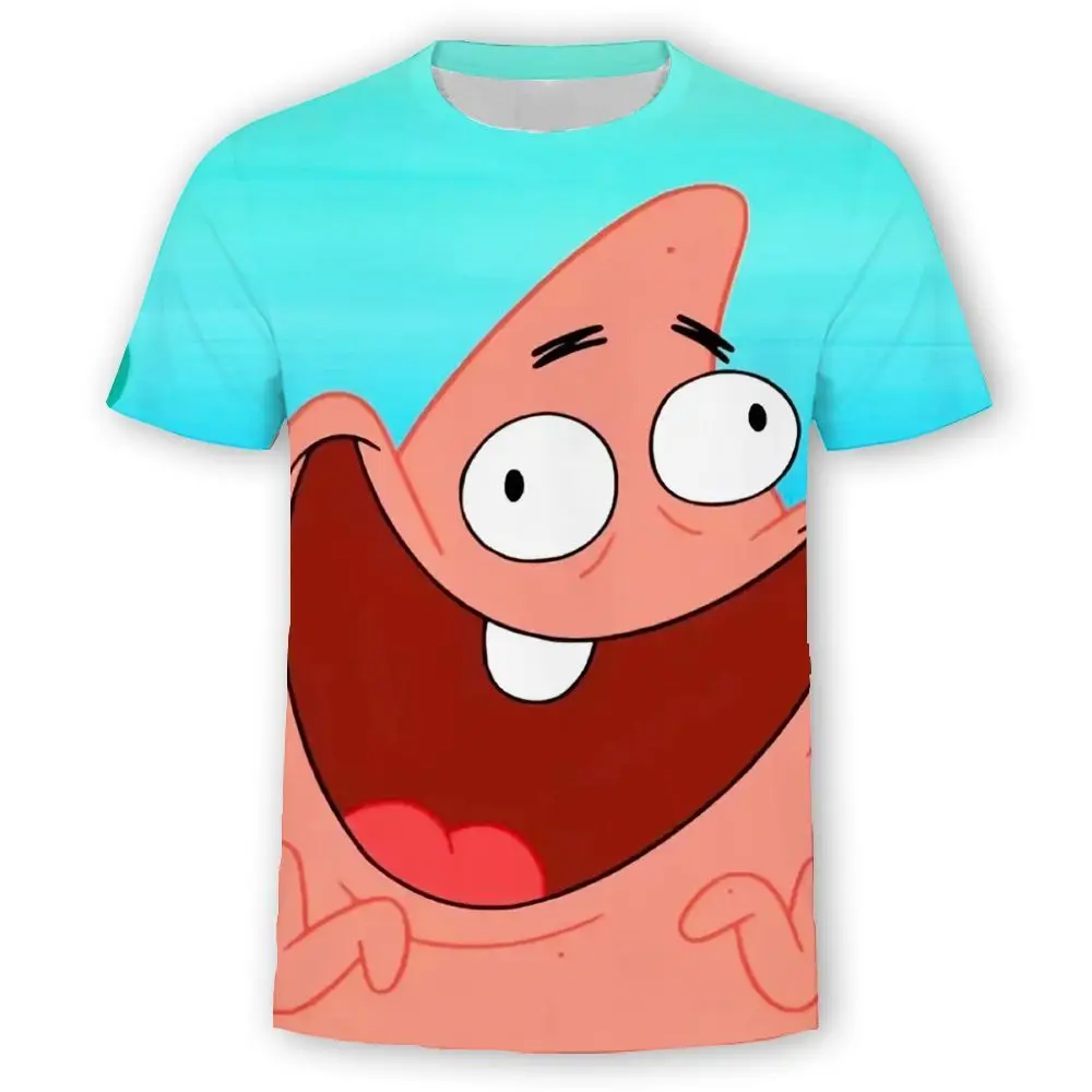 Patrick Star 3D Printed Children's Parent Child T-shirt Fun Pink Starfish Pattern Short Sleeve T-shirt Summer Casual Street Top