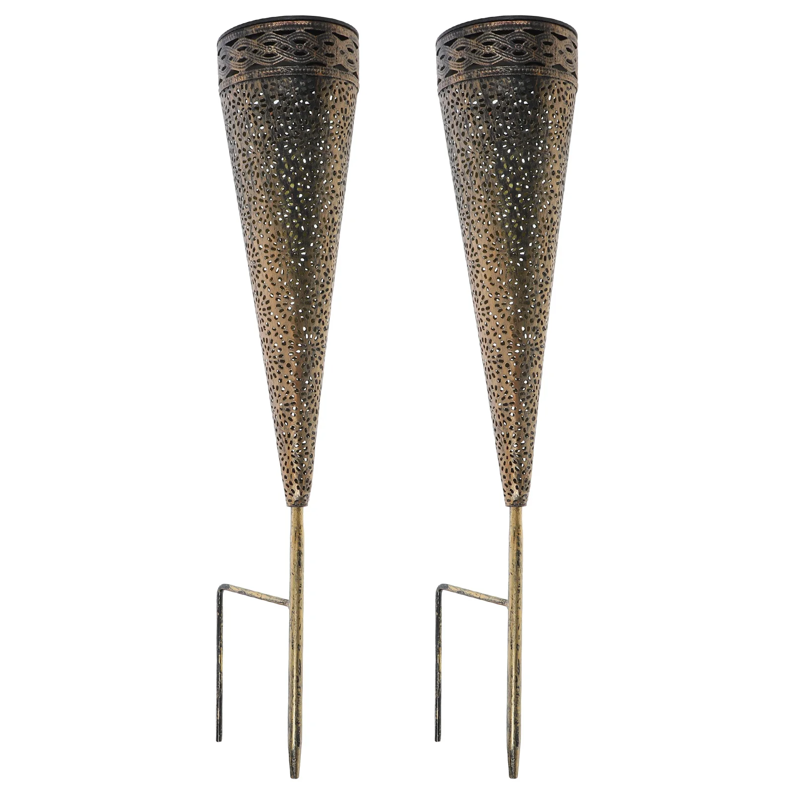 

2 pcs Solar Light Conical Ground Lamp Pathway Decorative Lights Waterproof Outdoor Garden Solar Pathway Lamp Lighting