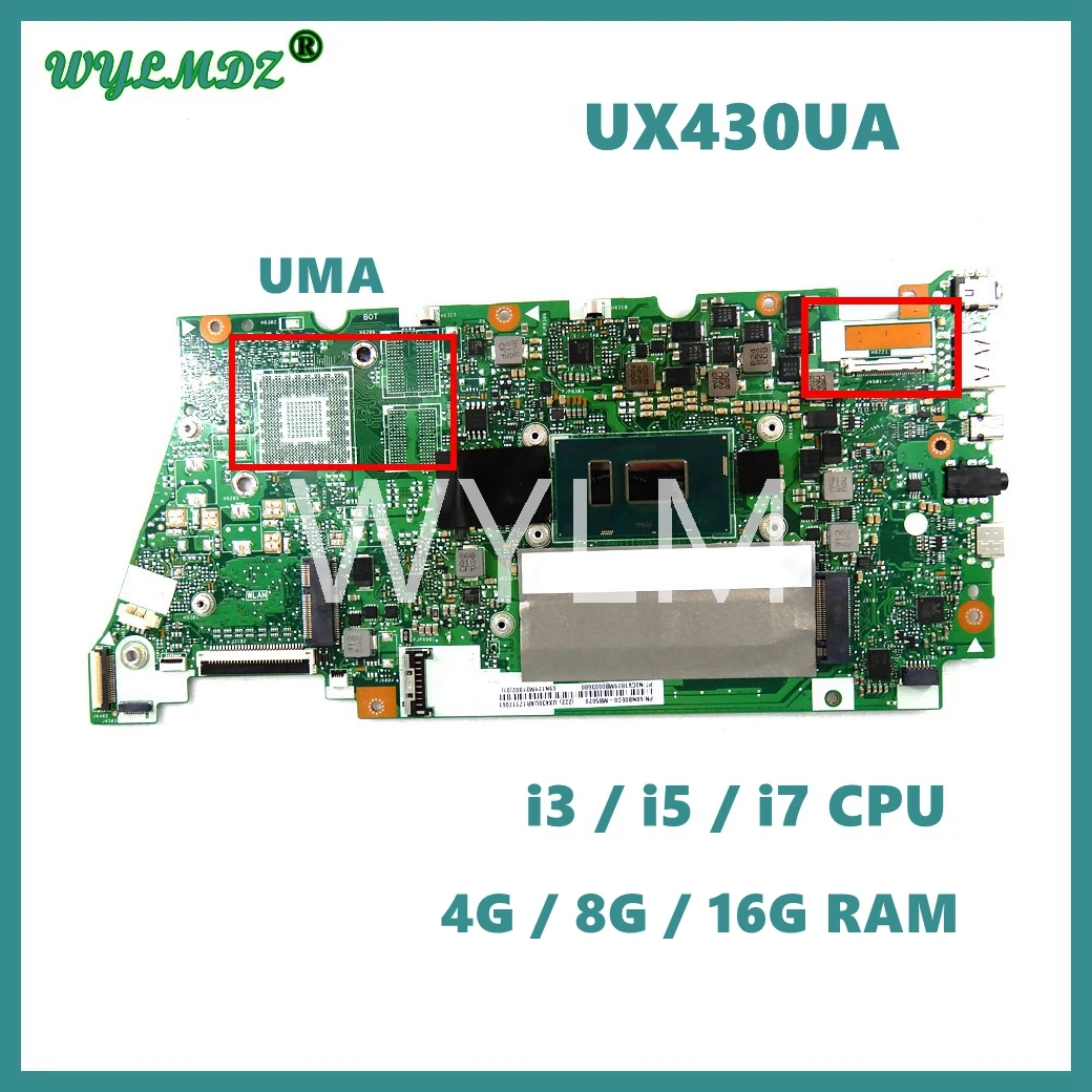 UX430UA i5/I7CPU 4G/8G/16G RAM Mainboard For Asus ZenBook UX430 UX430UQ RX430UQ BX430UQ U4100U U4100 Laptop Motherboard