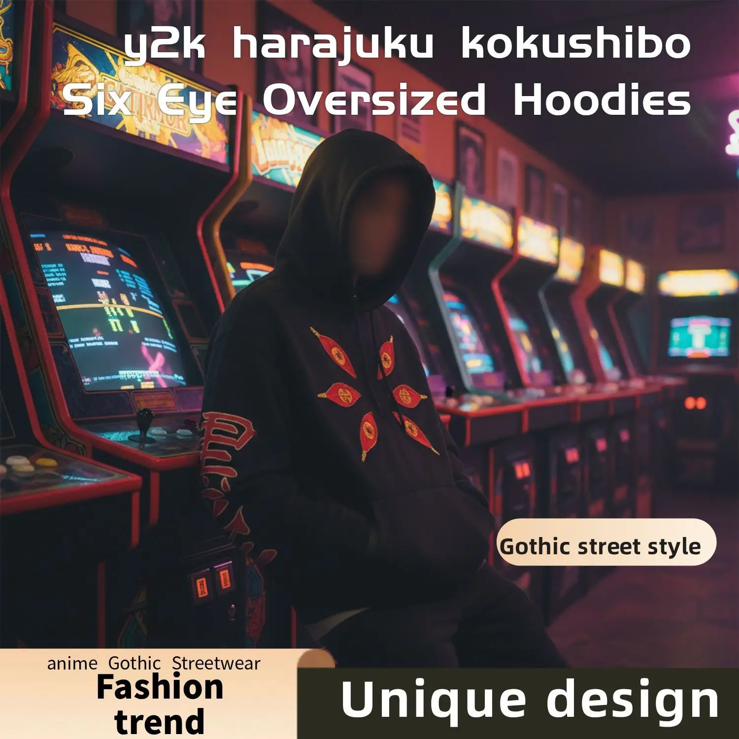 Oversized Casual Kokushibo Zipper Opening Closing Design Hoodies Streetwear Sweatshirt Fashion Couples Anime Hoodie Men Clothing