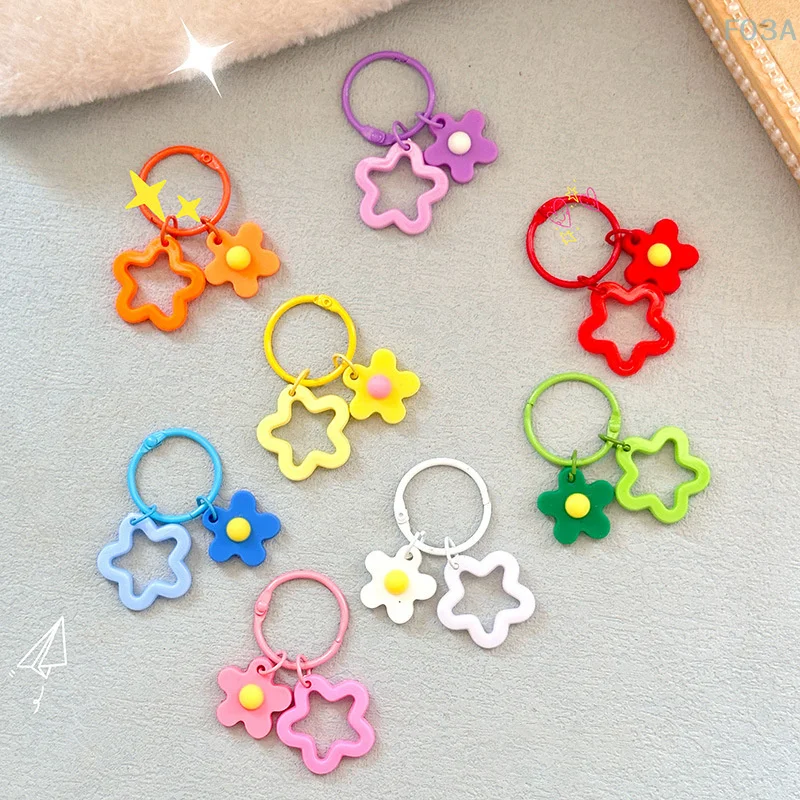 Cute Flower Stars Phone Chain Key Rings For Iphone Android Keychain Keyring Car Bag Pendant Decoration For Women Girls Lady