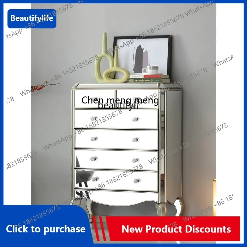 

C85 European-Style Chest of Drawers Mirror Cabinet Simple Modern Locker Jewelry Drawer Cabinet Living Room Bedroom
