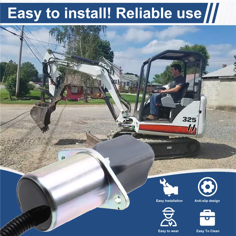 A11F-Shut Off Solenoid 6681512 6681513 12V Stop Solenoid Fit For Bobcat A220 S70 S100 S130 S150 S160 S175 S185 S205 S220