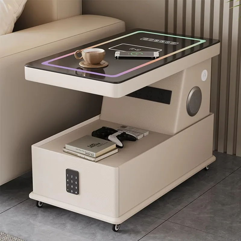 

Multifunctional Smart Side Table for Sale Movable Leather Side Table with Charger Living Room & Bed Room Side Table with Speaker