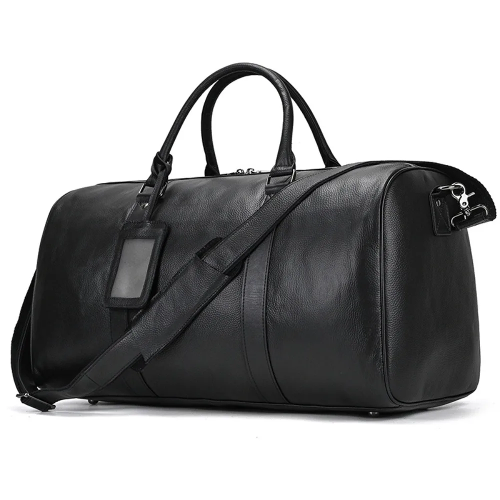 

Leather Travel for Both Men and Women, Black Fitness Premium Handbag, First Layer Cowhide Duffel Bag Explosion Premium Simple
