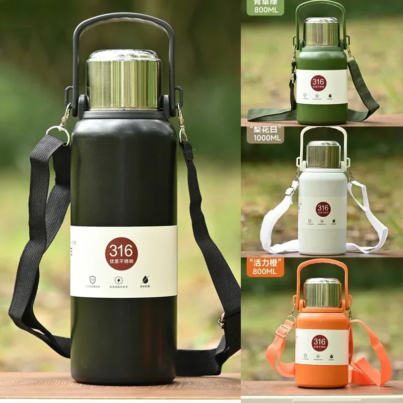 Portable Stainless Steel Coffee Thermos Bottle, Water Cup, Large Capacity, Insulated Kettle, Hot Cold Bottle with Tea Filter