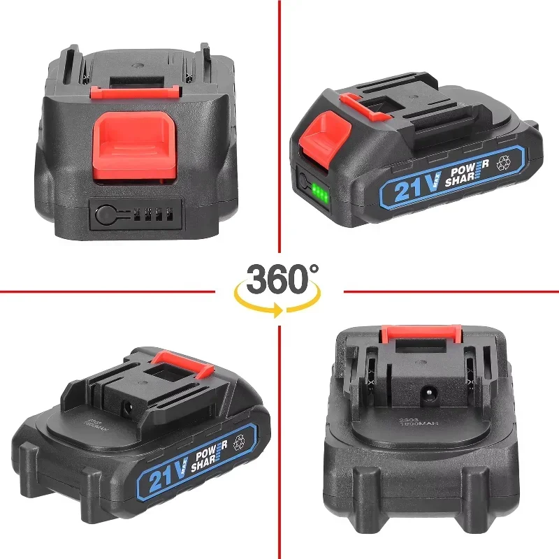 21V vysokokapacitní dobíjecí lithium-iontová baterie s indikátorem pro náhradní baterii pro elektrický klíč, pilu, vrtačku Makita - náhled 5