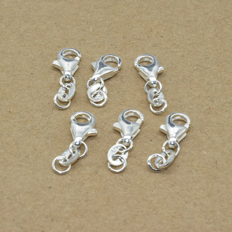 Steel/Silver Plated Copper Lobster Clasp Bracelet Links, 10pcs
