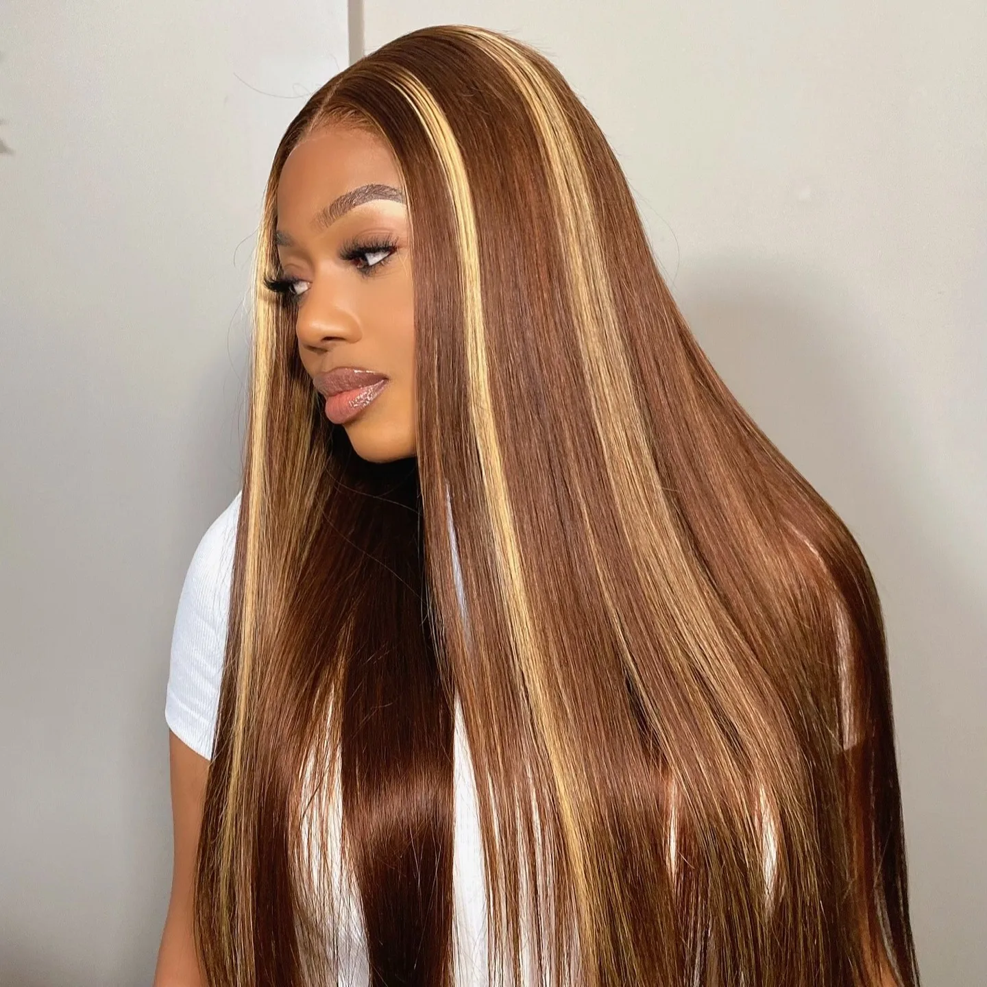 

Highlight Bone Straight Human Hair 13x6 Hd Lace Frontal Wig 30 Inch Colored High Density Lace Front Wigs Brazilian Women Choice