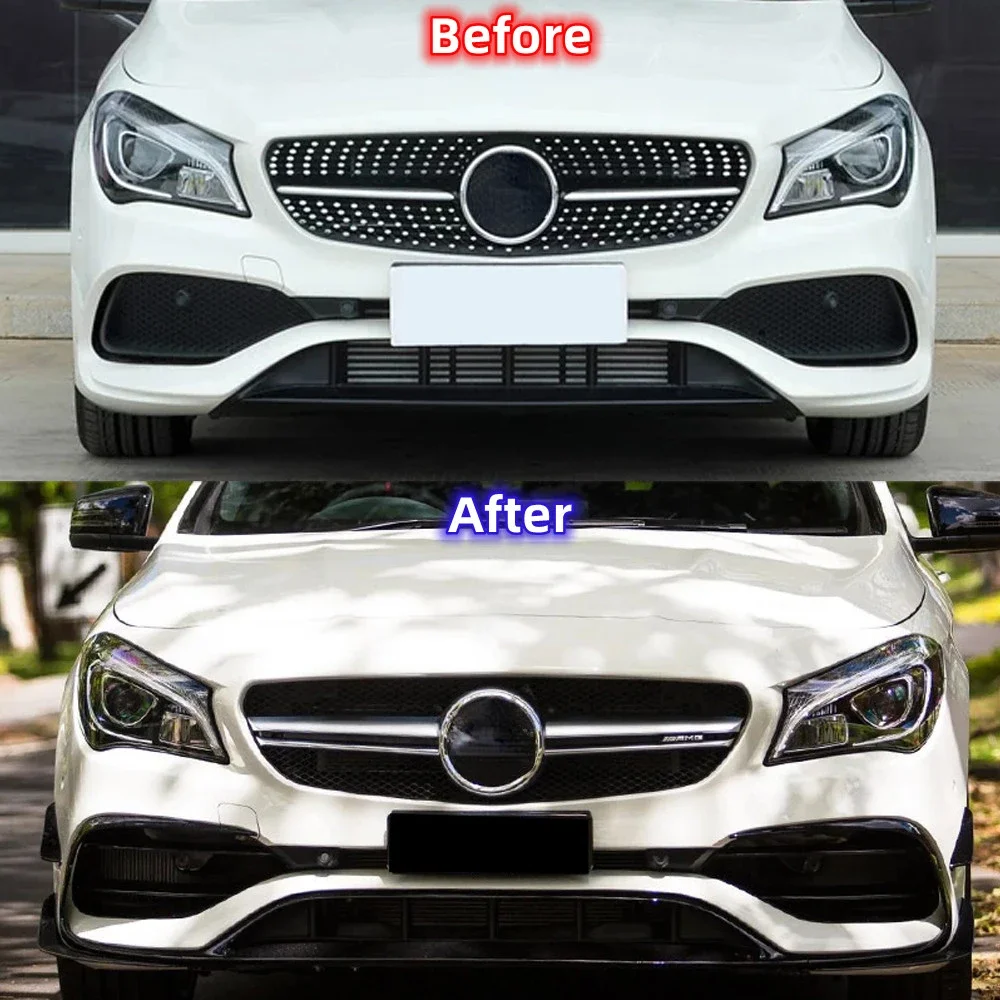 For Mercedes Benz 2015-2018 CLA C117 X117 C200 220 250 260 AMG Front Bumper Spoiler Splitter Air Vent Fog Lamp Grille Body Kits