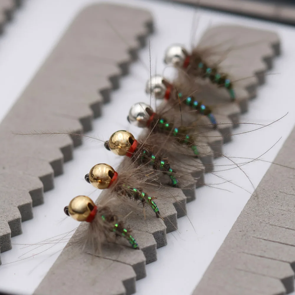 4 Stück # 16 Wolfram-Kugelkopf-CDC-Jig-Nymphenfliegen, widerhakenlose Jighaken, Wet Euro Nymph Fliegen zum Forellen- und Barschangeln, Köder – Detail 6