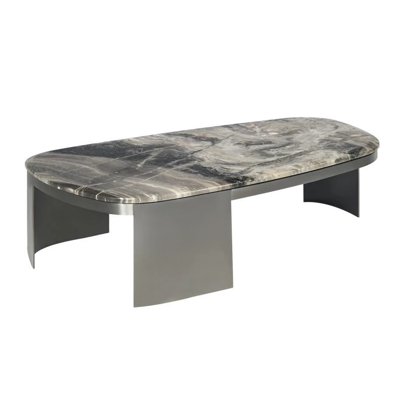 Modern round marble coffee table unique style living room furniture, steel leg marble coffee table